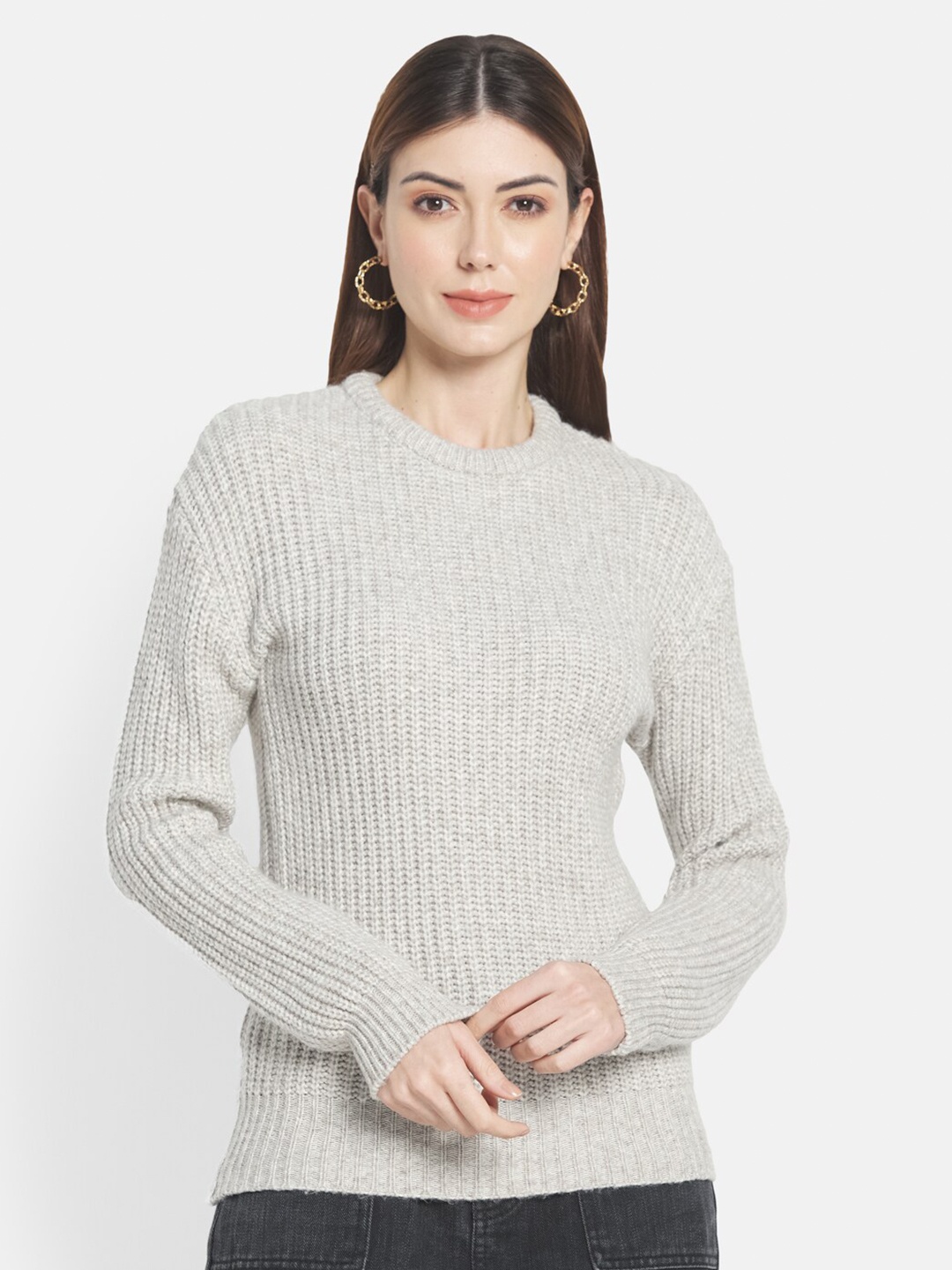 

METTLE Women Cream-Coloured Pullover