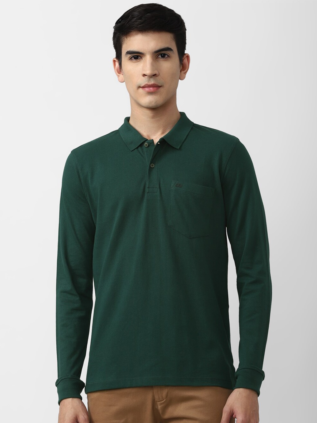 

Peter England Casuals Men Green Polo Collar T-shirt