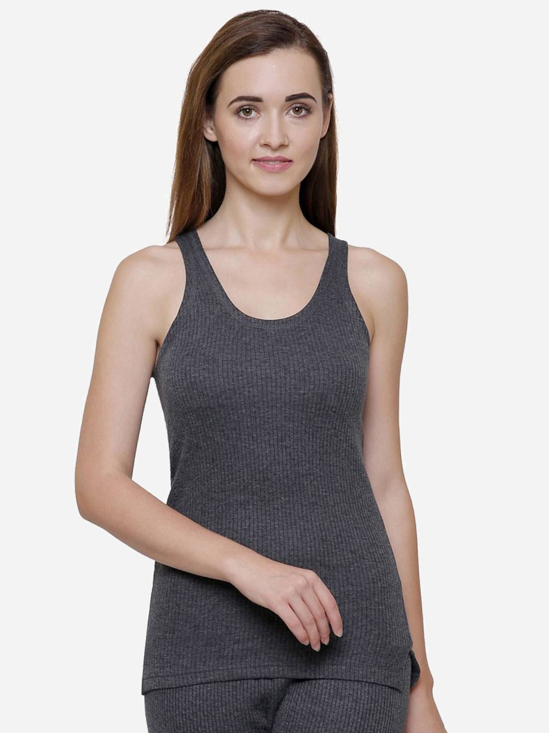 

DYCA Women Charcoal Solid Cotton Thermal Top