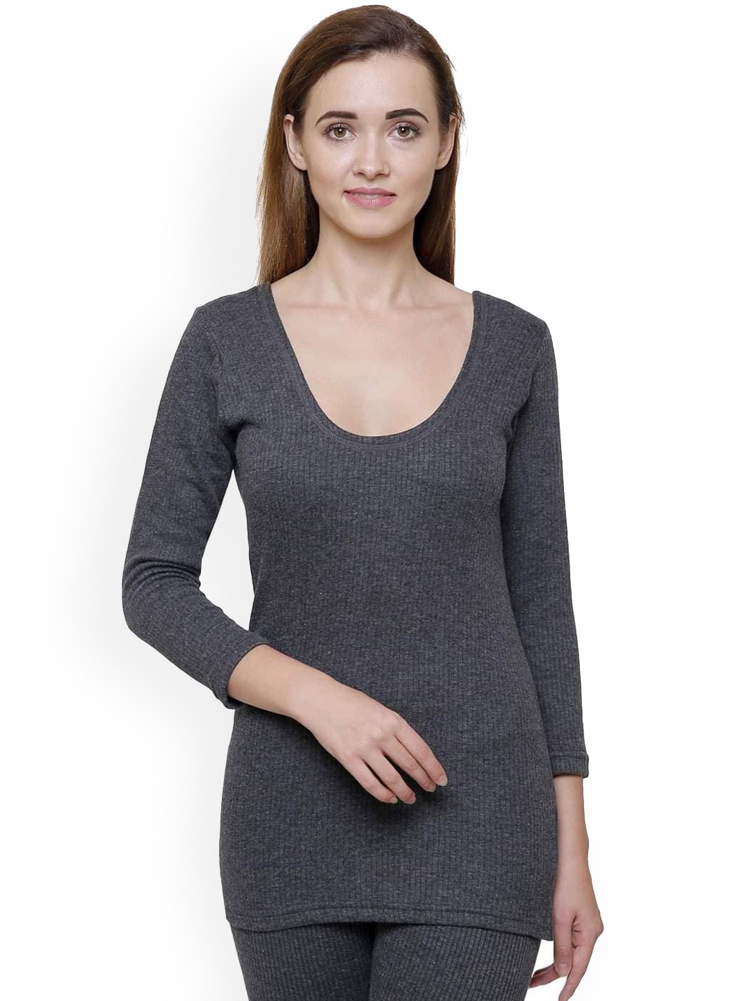 

DYCA Women Grey Solid Cotton Thermal Top