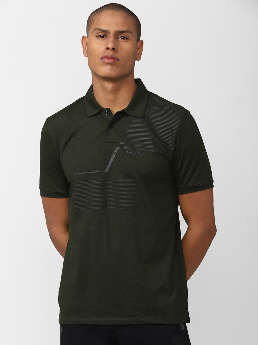 

Van Heusen Flex Men Green Polo Collar Golf Sports T-shirt