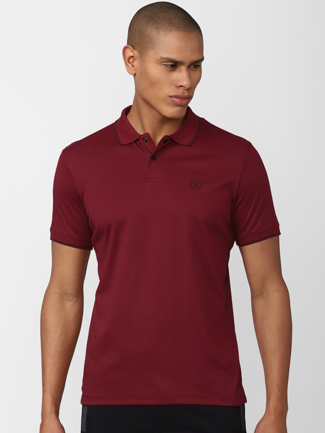 

Van Heusen Flex Men Maroon Solid Polo Collar Sports T-shirt