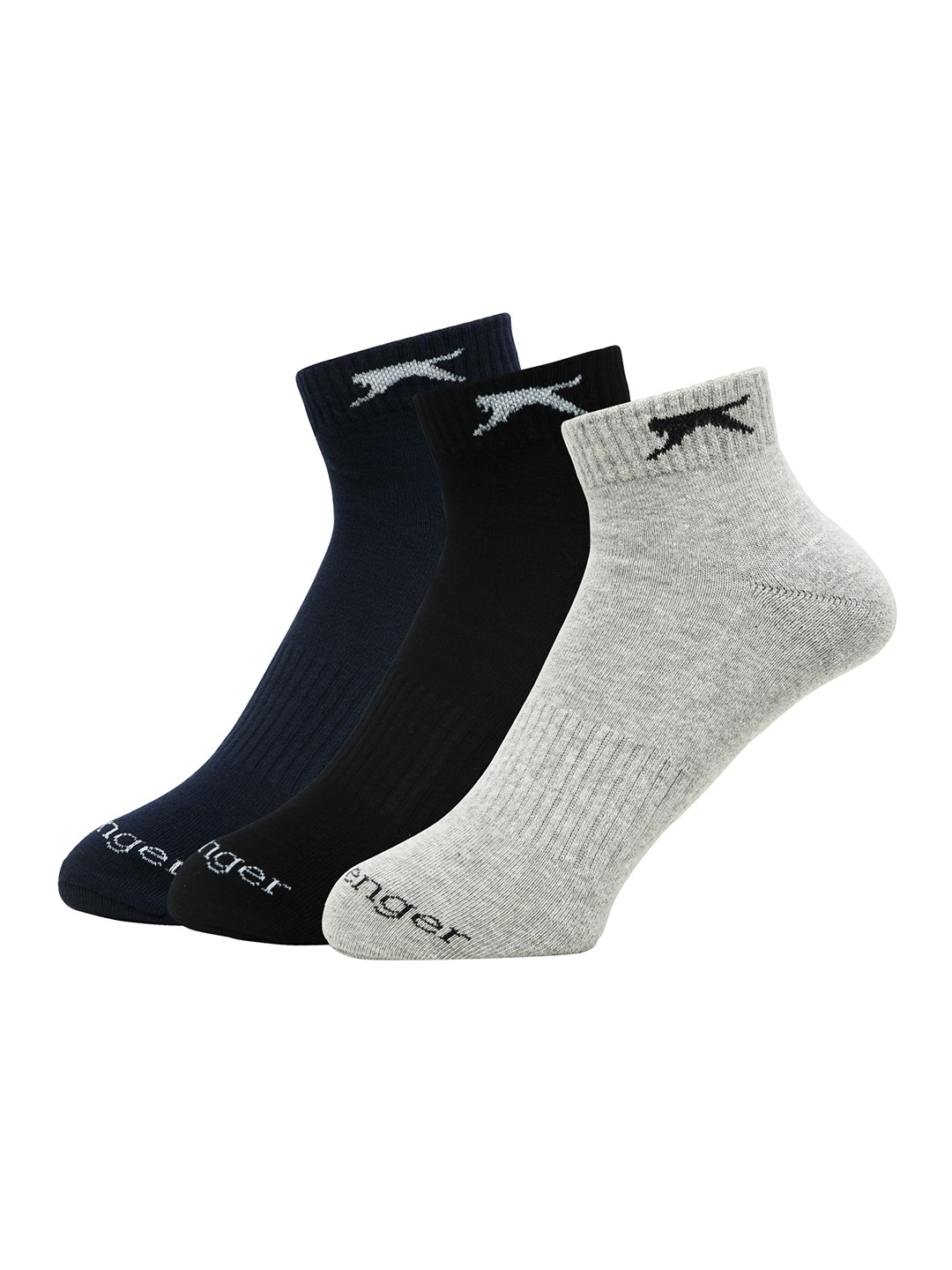 

Slazenger Men Pack Of 3 Patterned Cotton Ankle-Length Socks, Black