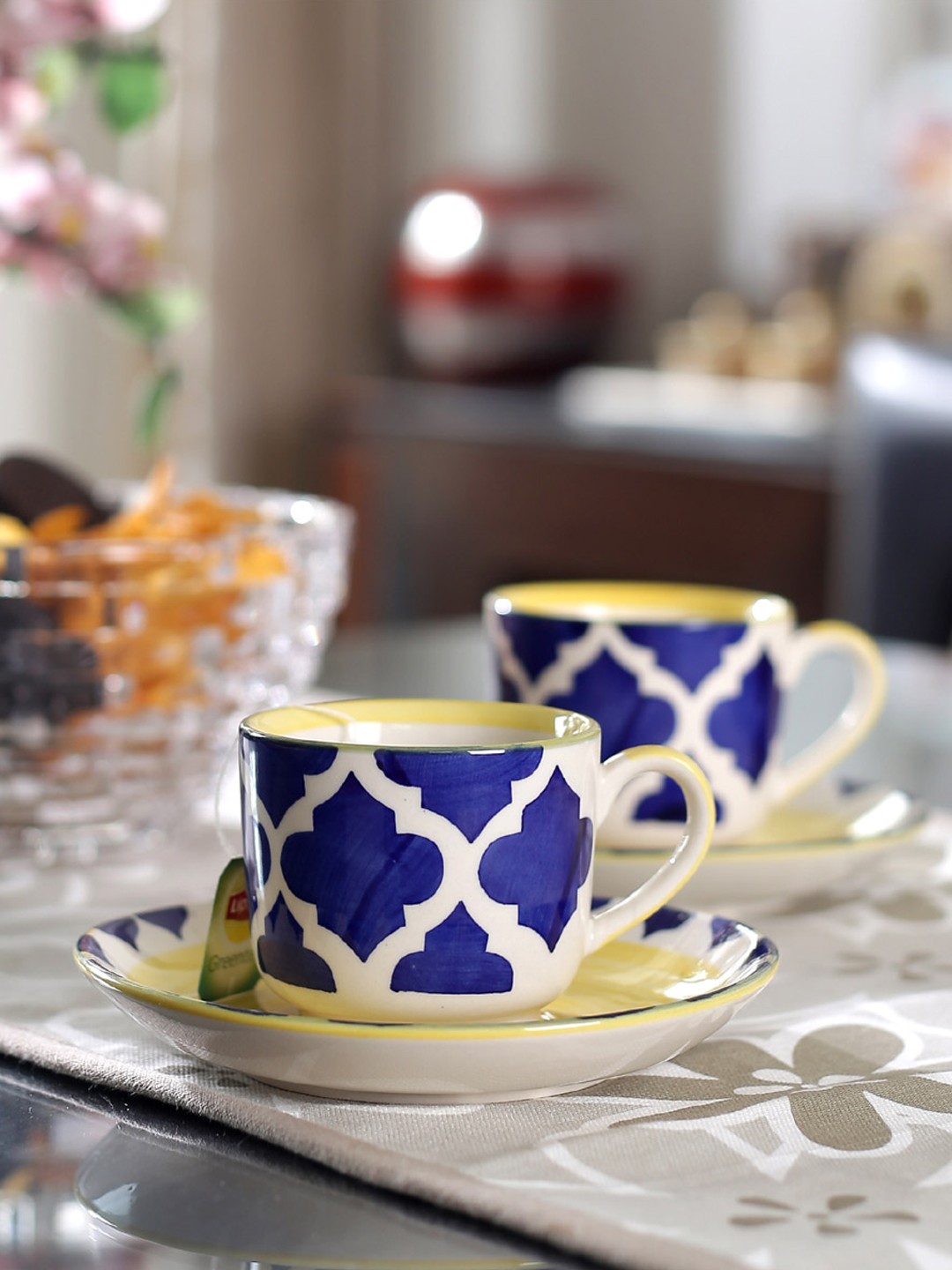 

VarEesha Blue 6 Pieces Handcrafted Ceramic Cup and Saucer Set