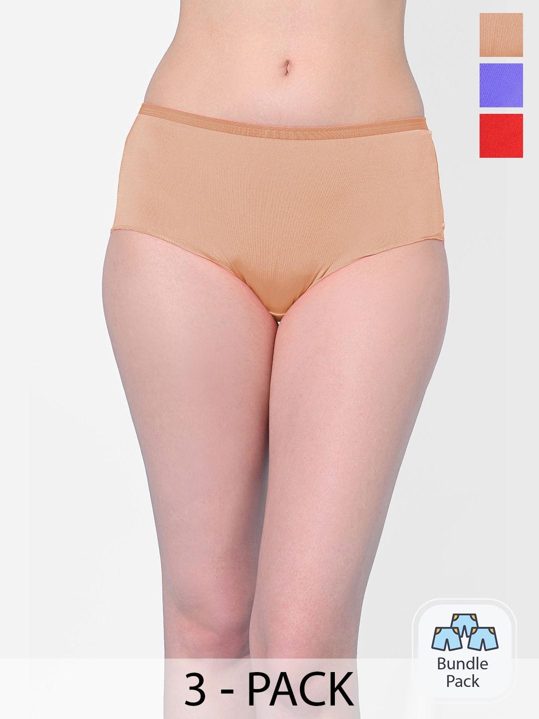 

StyFun Women Pack Of 3 Solid Hipster Briefs, Blue