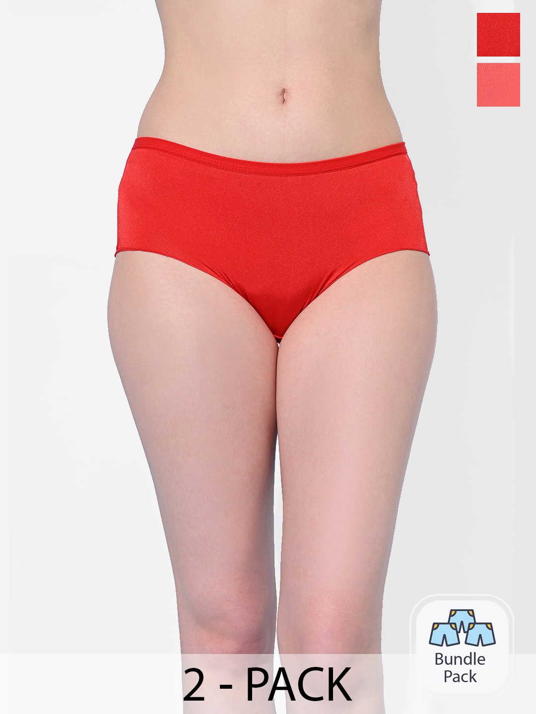 

StyFun Women Pack Of 2 Red & Pink Solid Hipster Satin Briefs