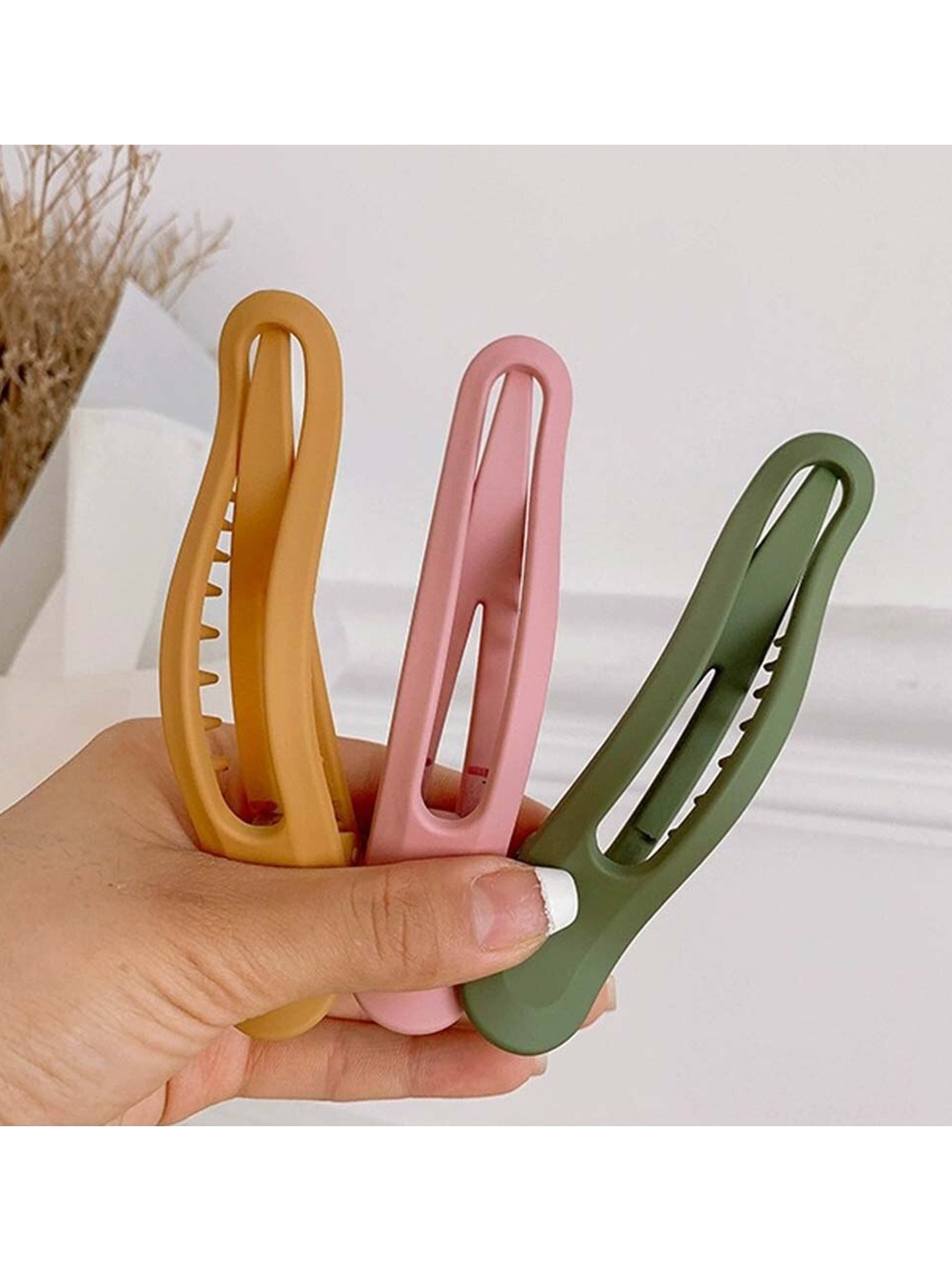 

FIMBUL Women Pink & Green Set of 6 Claw Clip