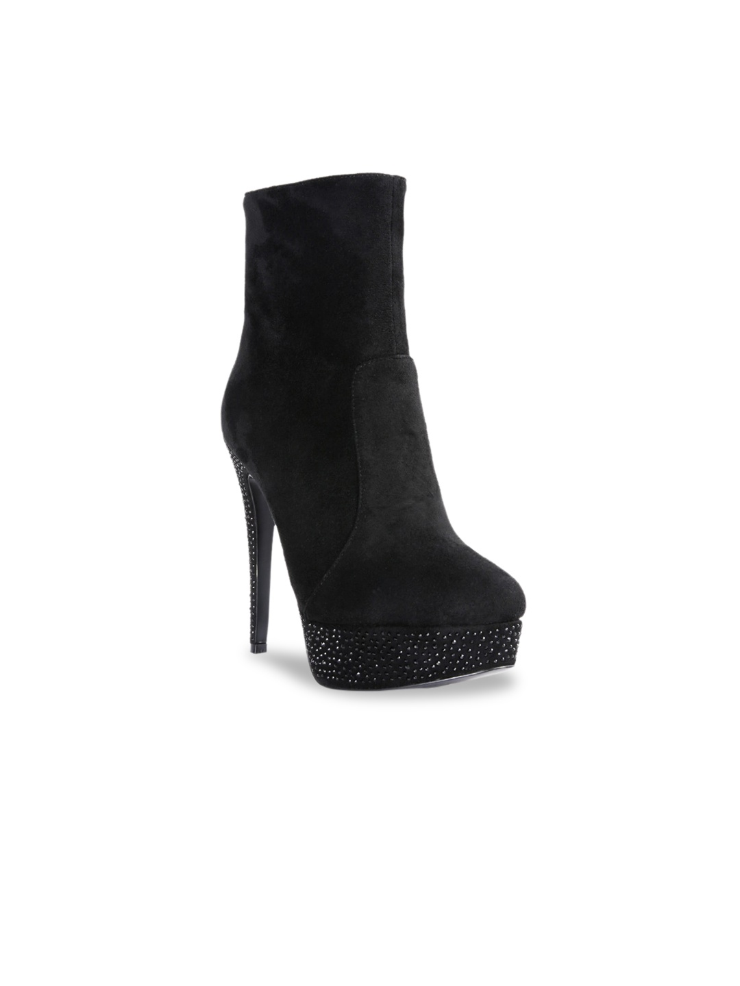 

London Rag Women Black Embellished High Heeled Regular Ankle Boots