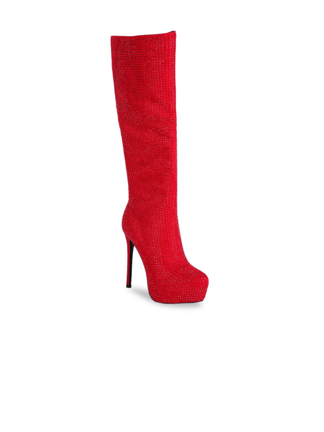 

London Rag Women Red Embellished Stiletto Chunky Boots