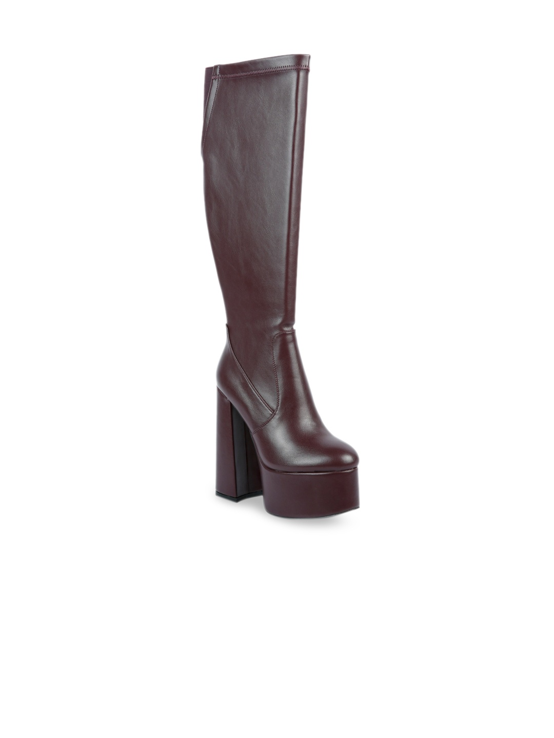 

London Rag Women Burgundy Solid Block Heeled Regular Boots