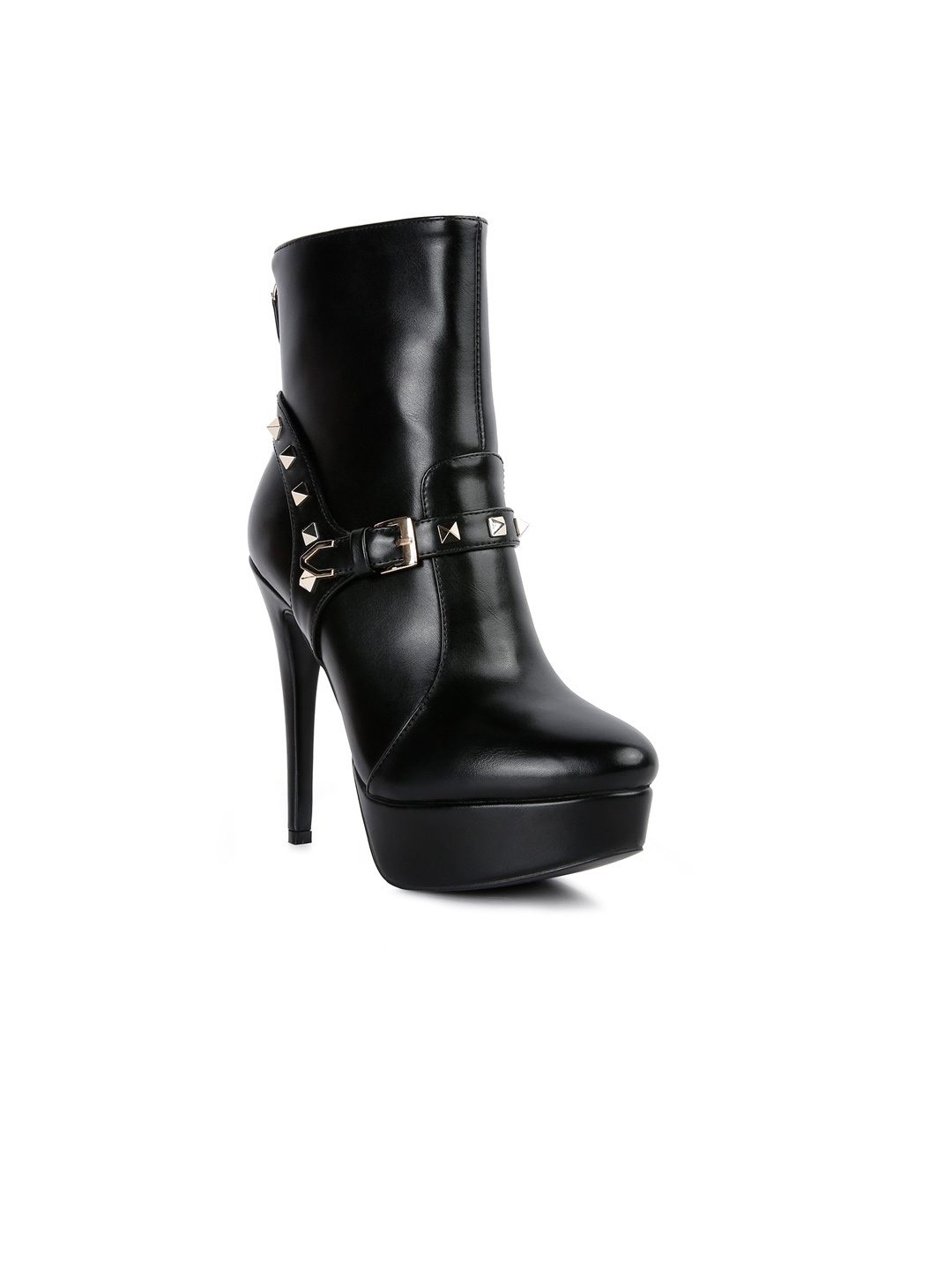 

London Rag Women Black Metal Studded High Heeled Boots