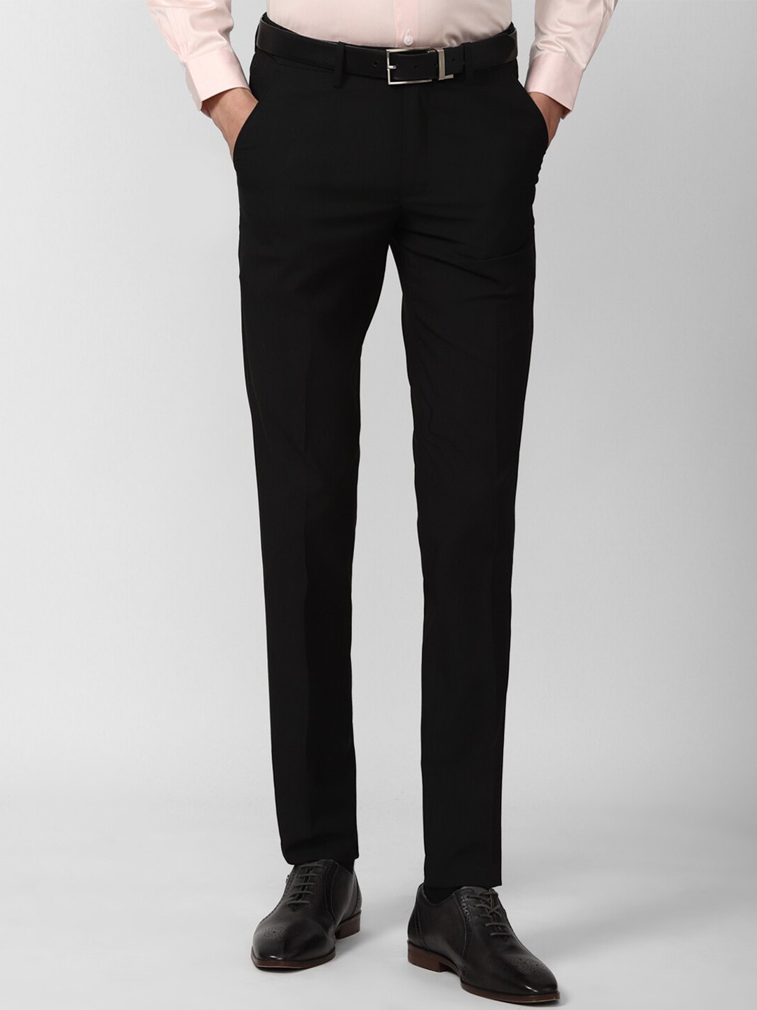 

Peter England Men Black Slim Fit Trousers