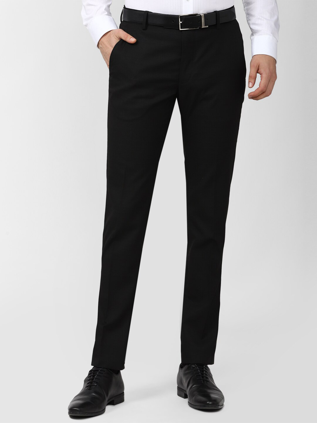 

Peter England Men Black Slim Fit Trousers