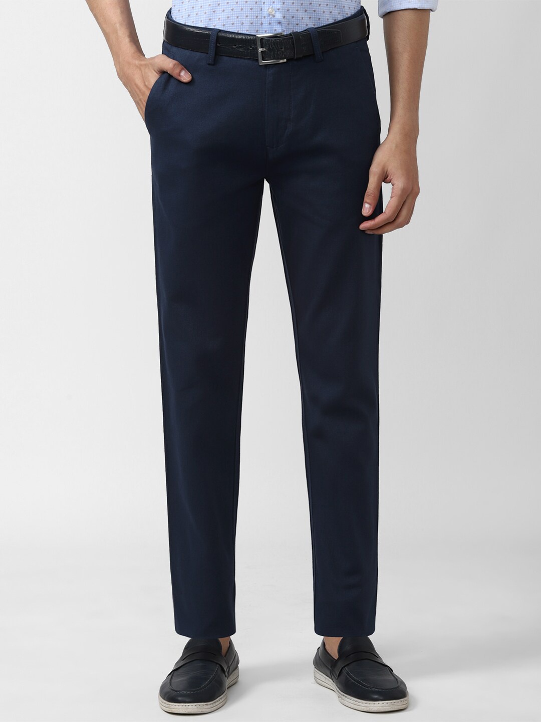 

Peter England Casuals Men Navy Blue Slim Fit Trousers