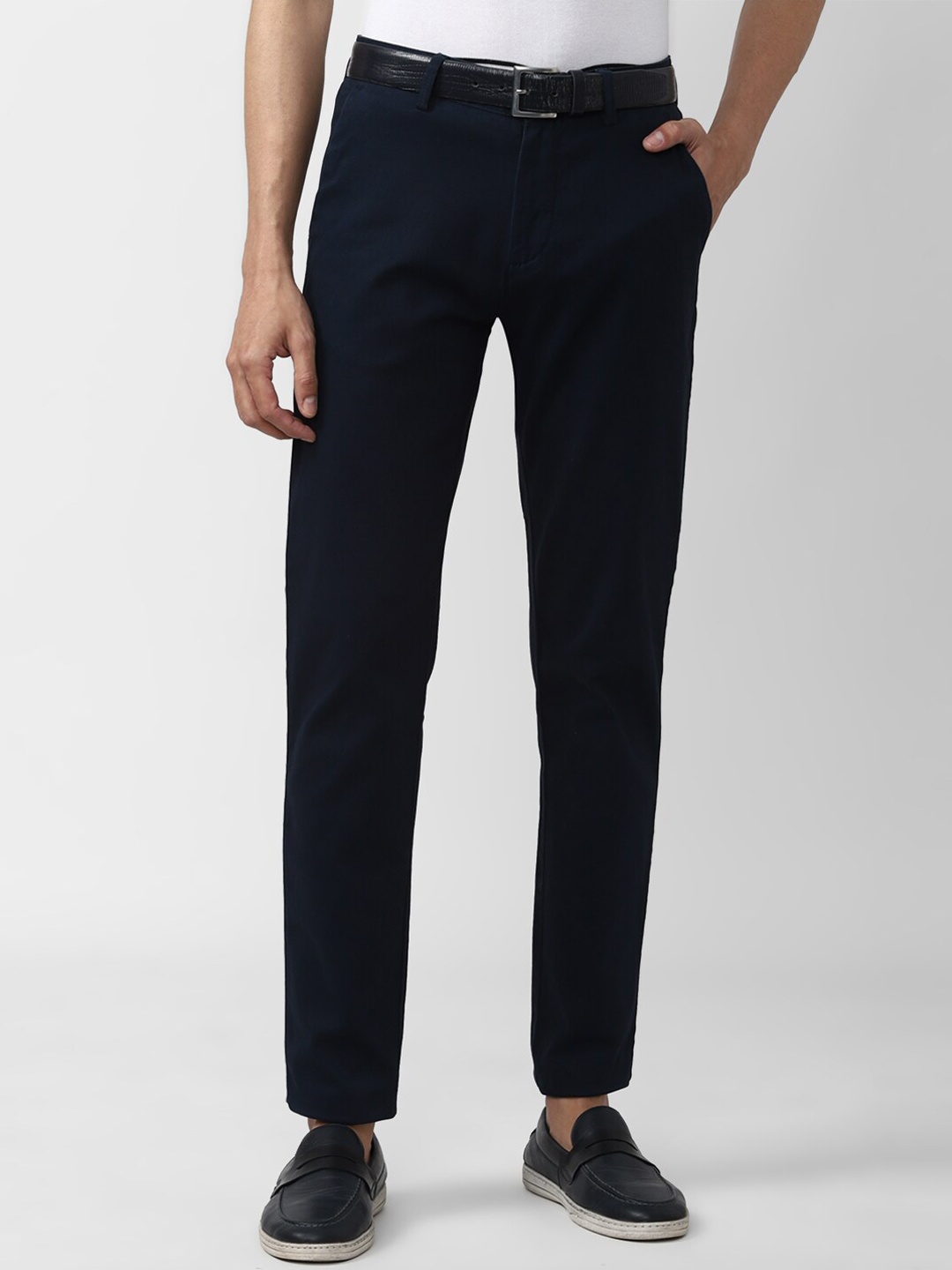 

Peter England Casuals Men Navy Blue Slim Fit Trousers