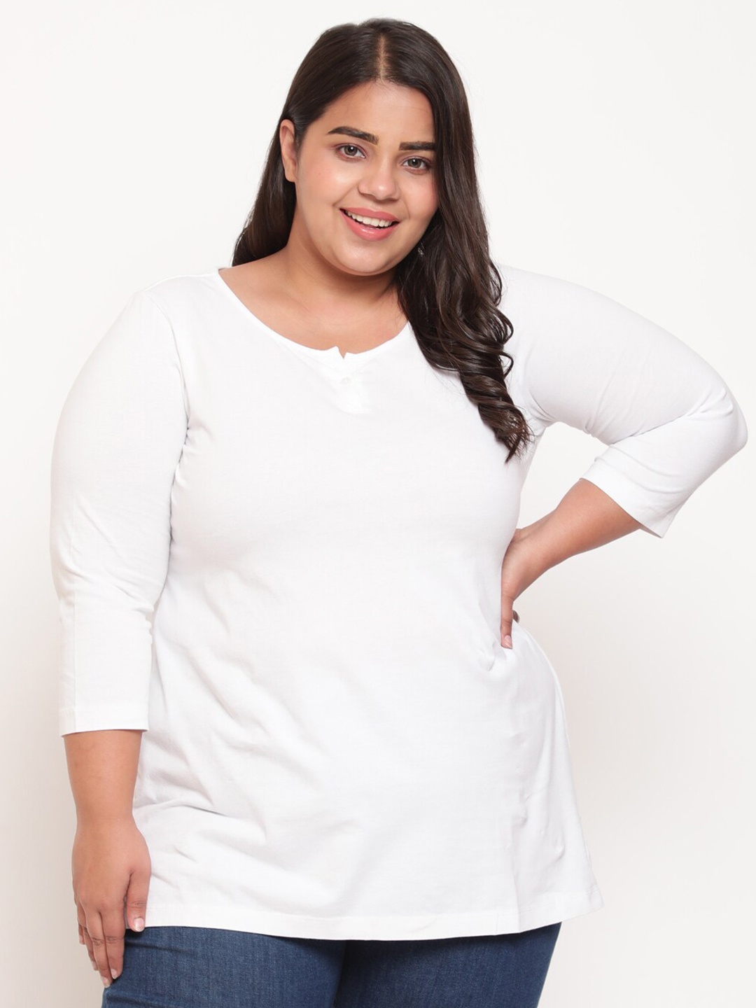 

Amydus Women Plus Size Cotton T-shirt, White