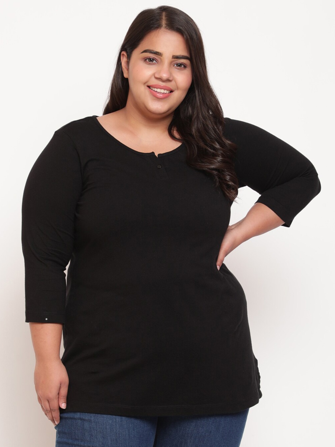 

Amydus Women Plus Size Cotton T-shirt, Black