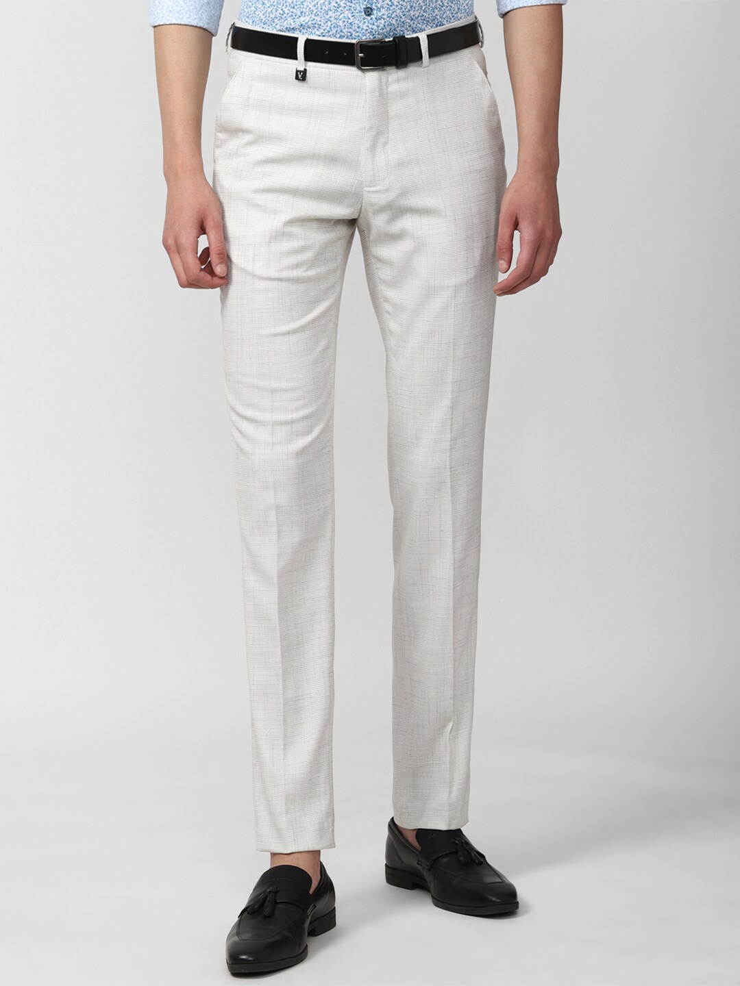 

V Dot Men White Skinny Fit Formal Trousers