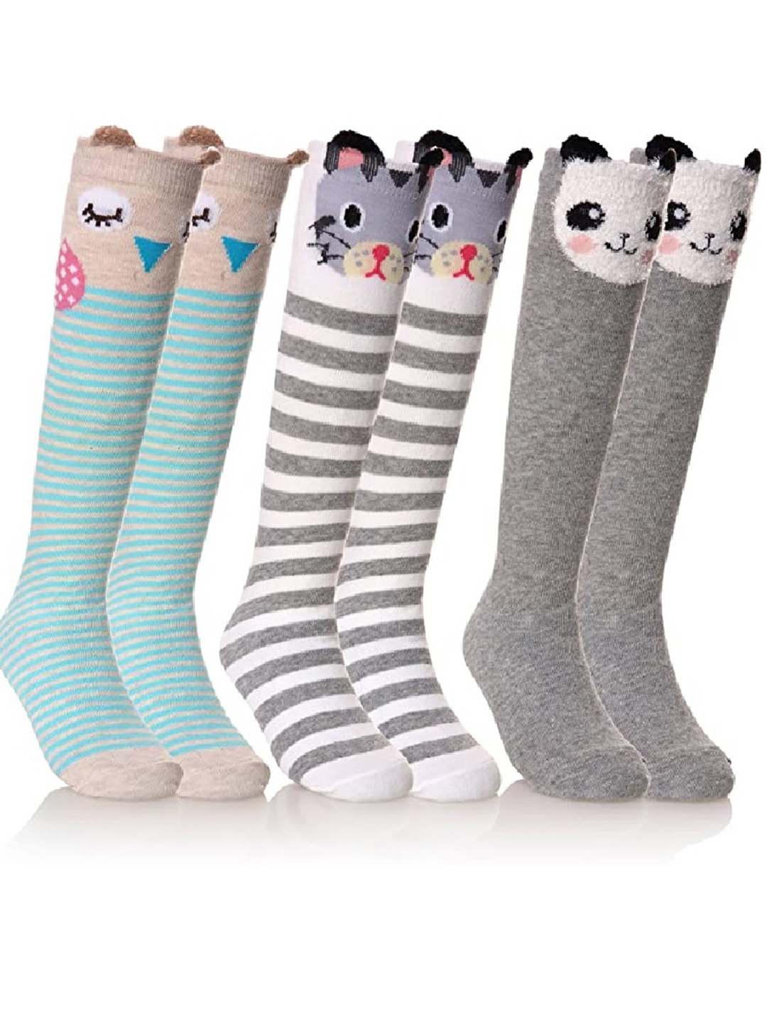 

EL REGALO Kids Pack Of 3 Self-Design Knee-Length Socks, White