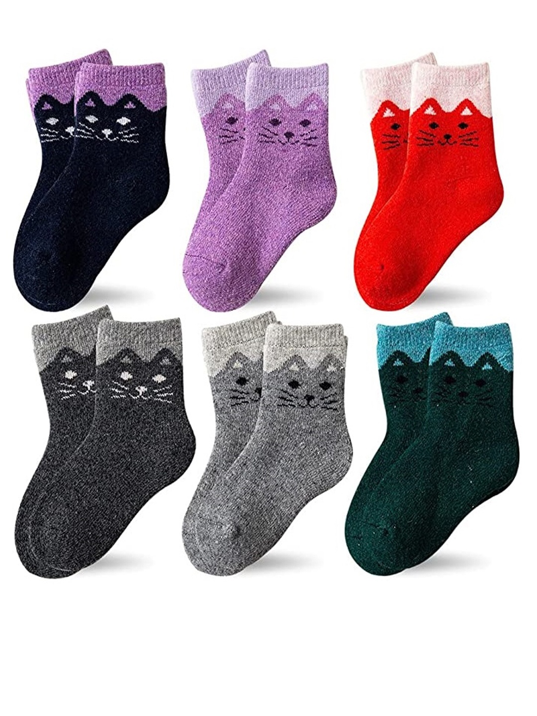 

EL REGALO Kids Pack Of 6 Patterned Calf Length Socks, Red