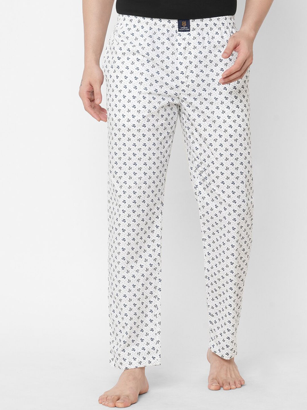 

URBAN SCOTTISH Men White Printed Pure Cotton Lounge Pants