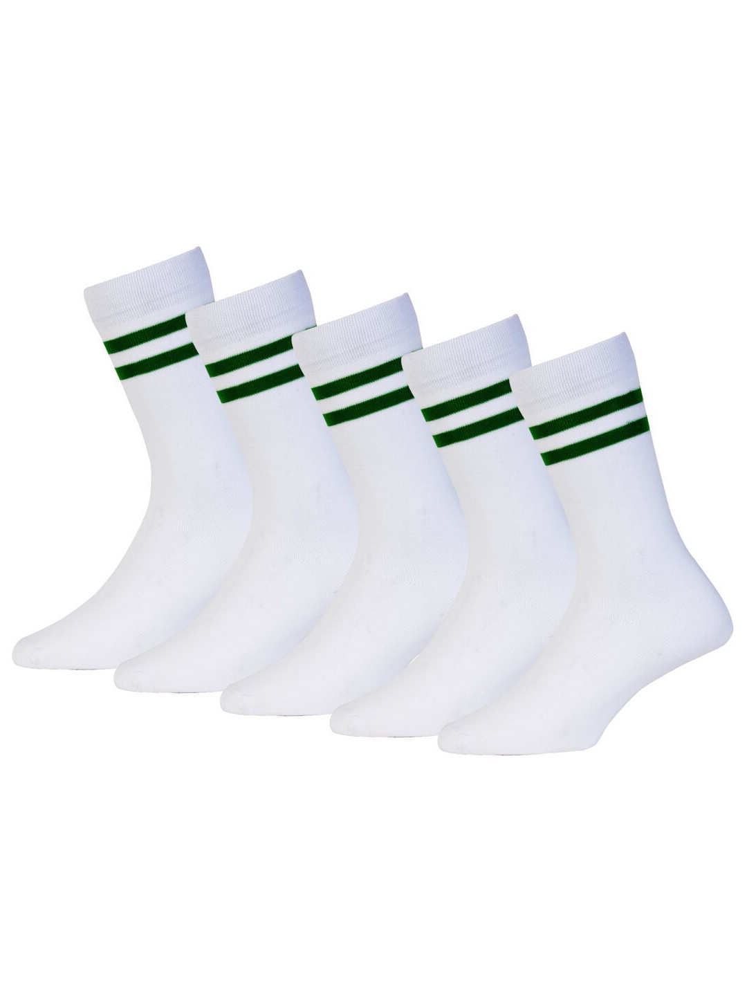 

RC. ROYAL CLASS Kids Pack Of 5 White Cotton Striped Calf-Length Socks