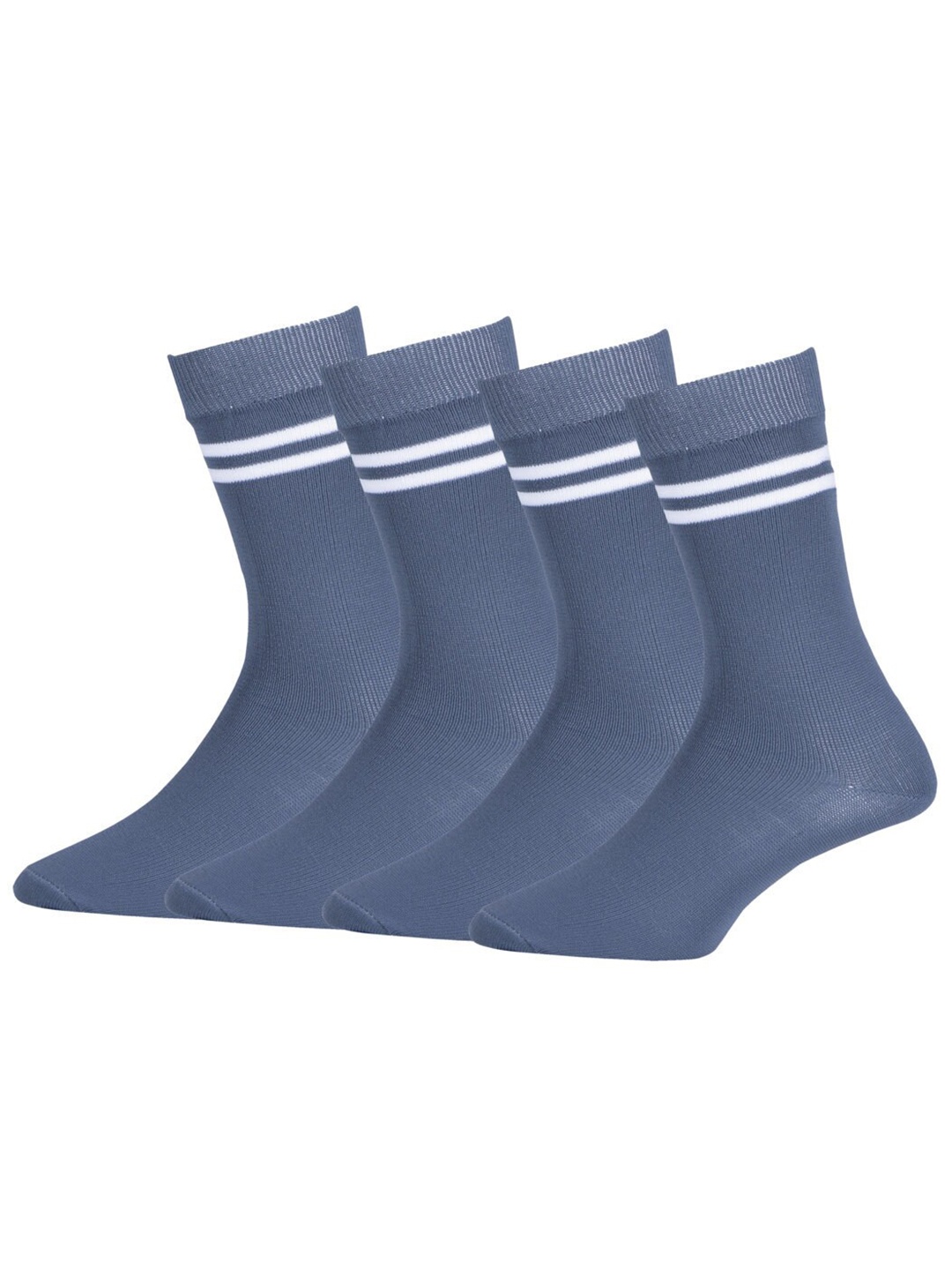 

RC. ROYAL CLASS Pack Of 4 Striped Cotton Calf-Length Socks, Grey