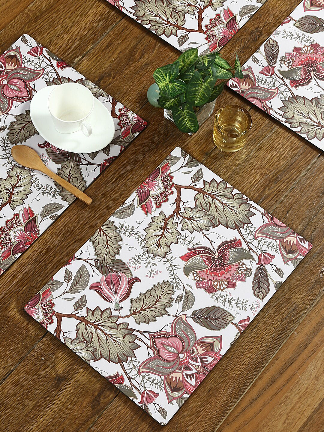 

Reinvention Factory Set Of 6 Cream Floral Fantasy Printed Table Placemats