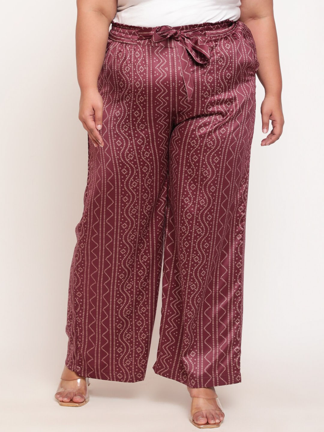 

Amydus Women Plus Size Purple Printed High-Rise Trouser