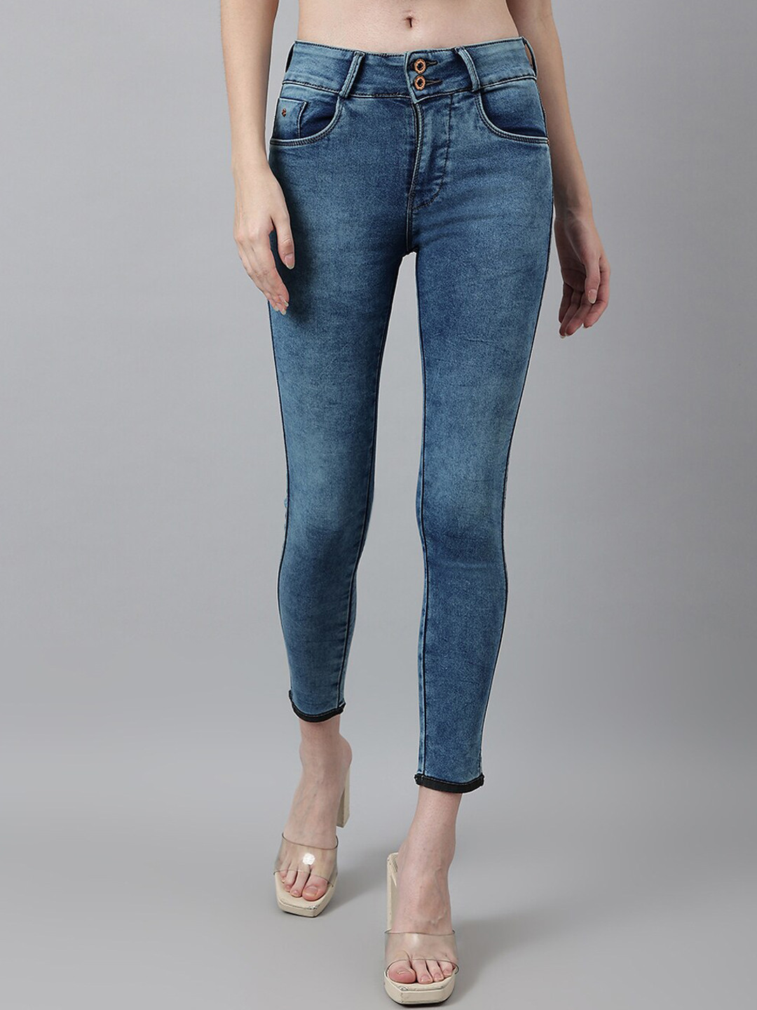 

Code 61 Women Super Skinny Fit Light Fade Acid Wash Stretchable Jeans, Navy blue