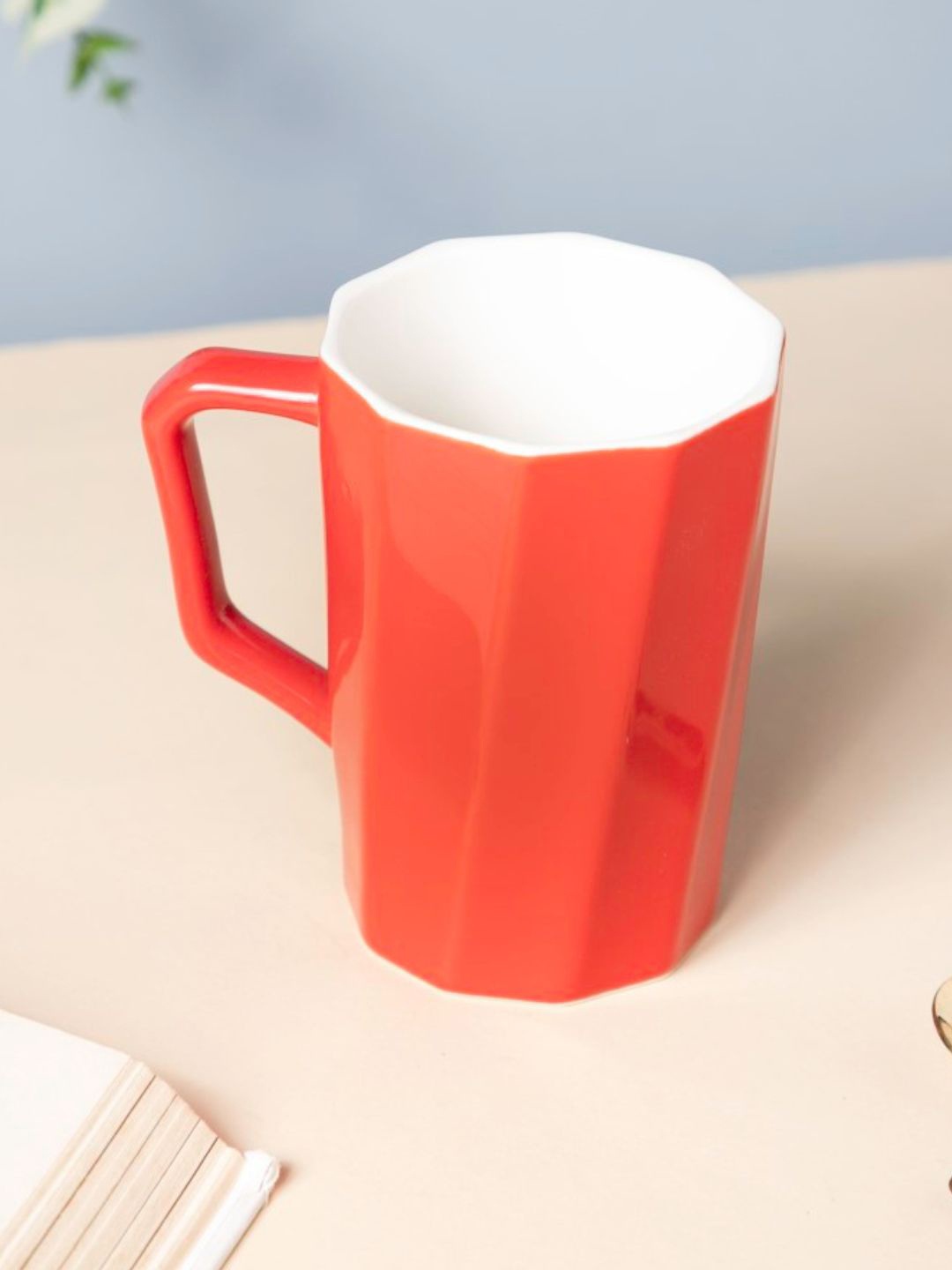 

Nestasia Red Microwave Safe Textured Ceramic Matte Mug 350 ml