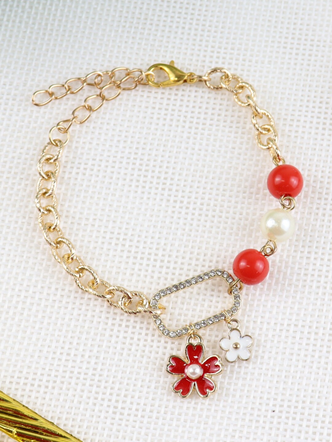 

Asthetika Kids Girls Red & Gold-Toned Link Bracelet
