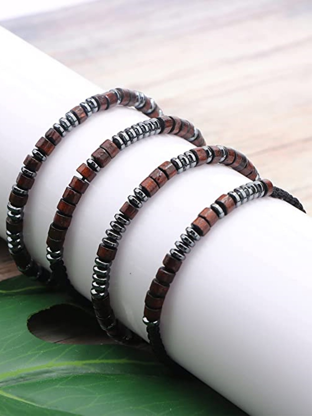 

EL REGALO Unisex 4 Black & Brown Wraparound Bracelet