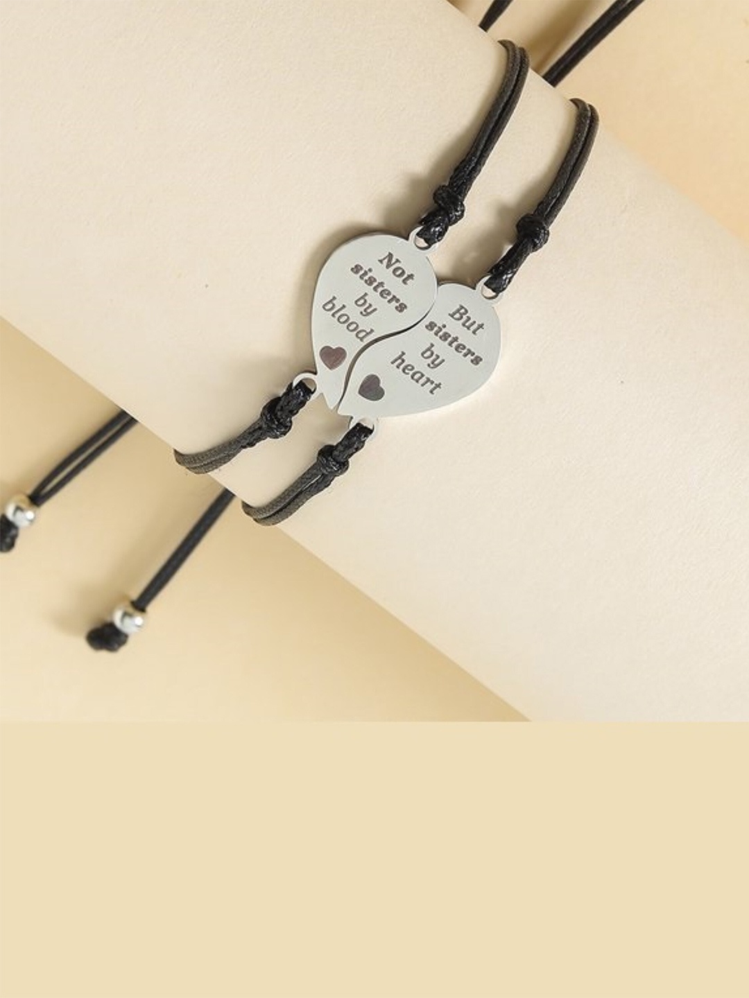 

EL REGALO Unisex 2 Silver-Toned & Black Charm Bracelet