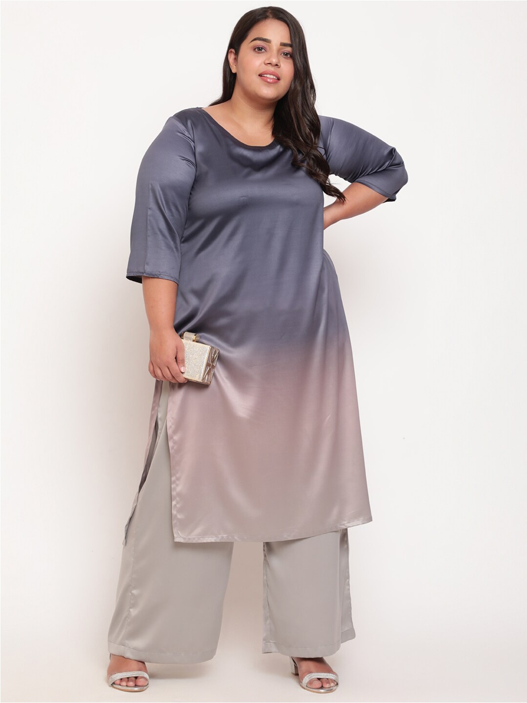 

Amydus Plus Size Blue Grey Kurta