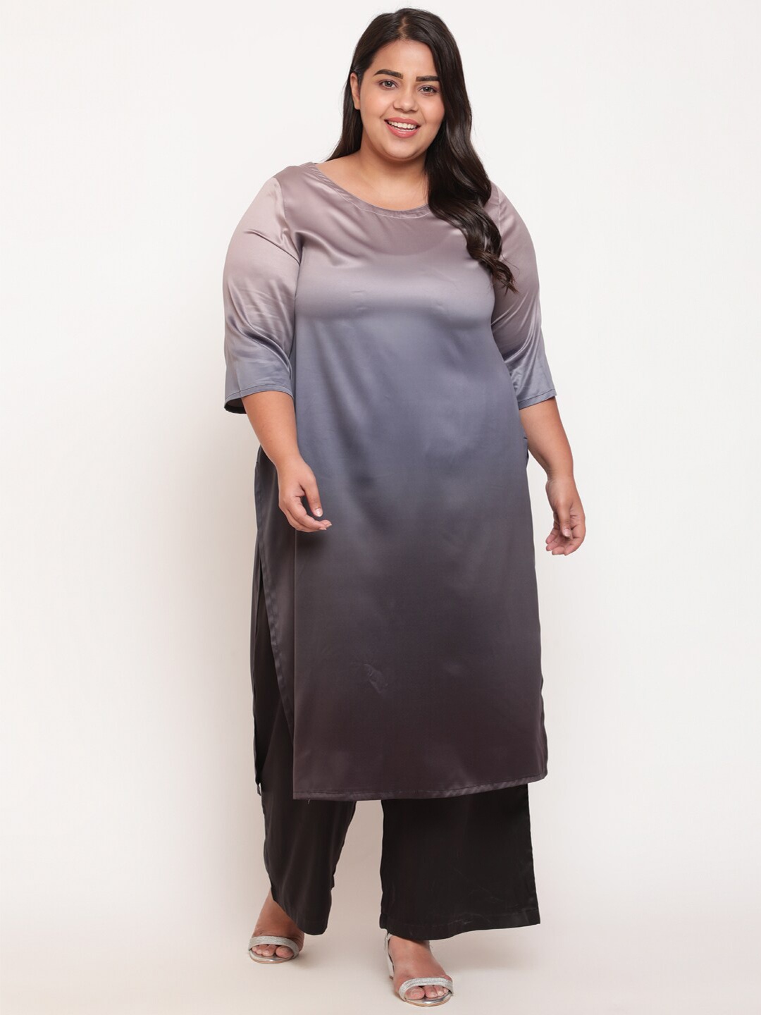 

Amydus Women Plus Size Grey Kurta