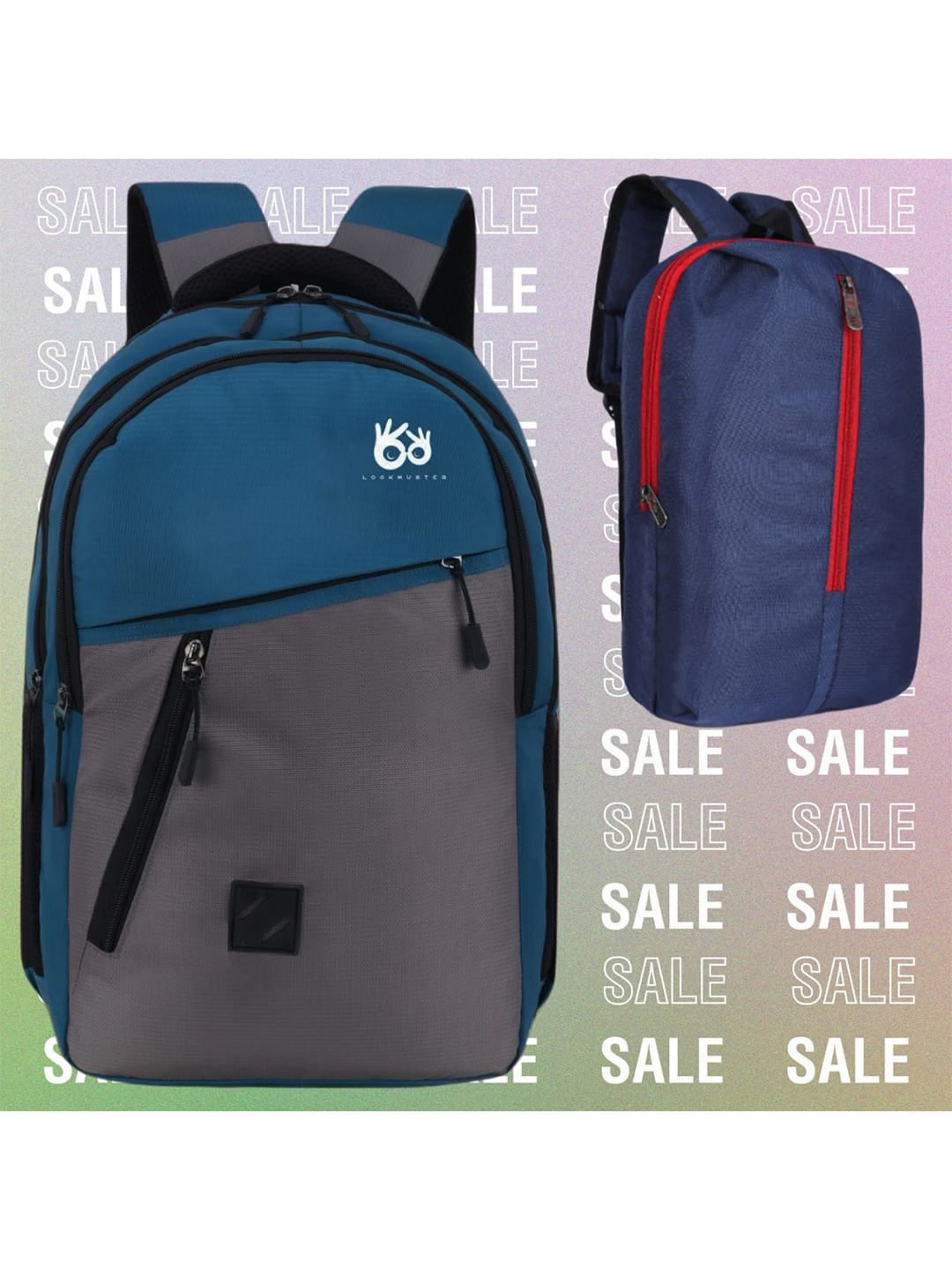 

LOOKMUSTER Unisex Green & Grey Colourblocked Backpack