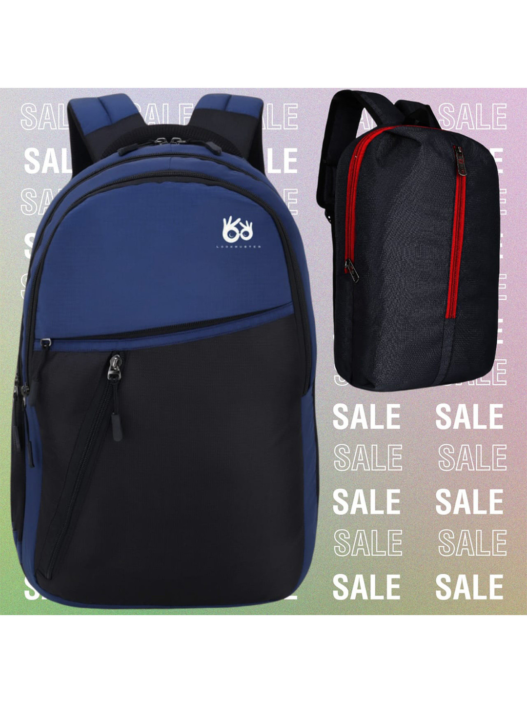 

LOOKMUSTER Unisex Blue & Black Colourblocked Backpack