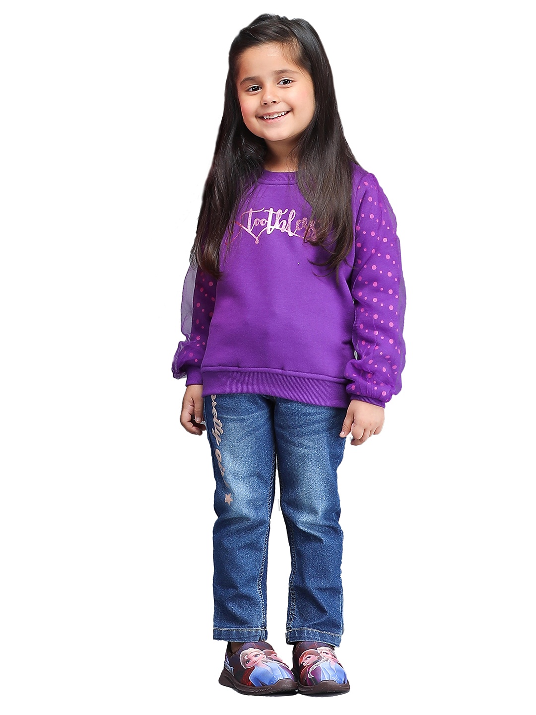 

toothless Girls Purple Printed Sweatshirt