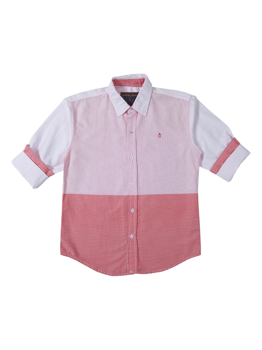 

Gini and Jony Boys Red & White Self-Design Casual Shirt
