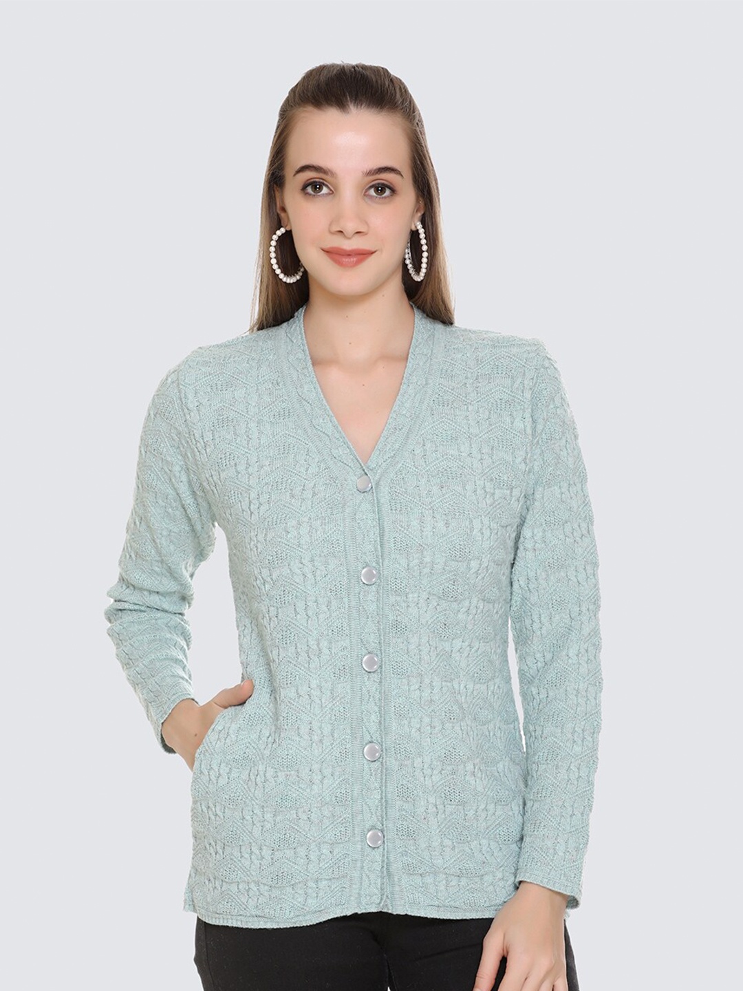 

Arshiya Women Blue Open Front Cable Knit Acrylic Cardigan