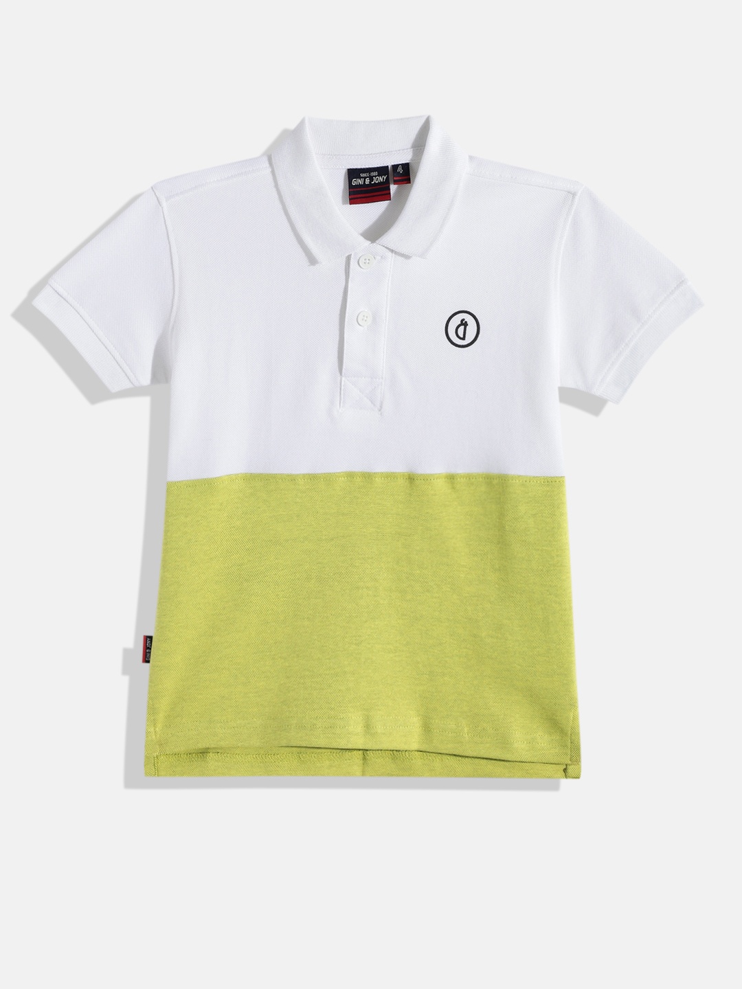 

Gini and Jony Boys Colourblocked Pure Cotton Polo Collar T-shirt, White