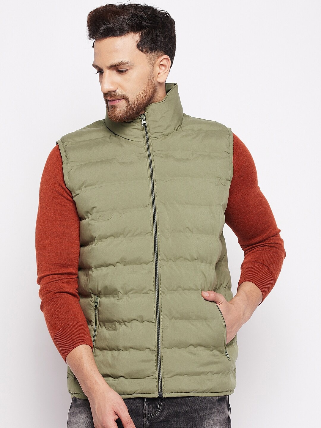 

Okane Men Olive Green Lightweight Padded Jacket