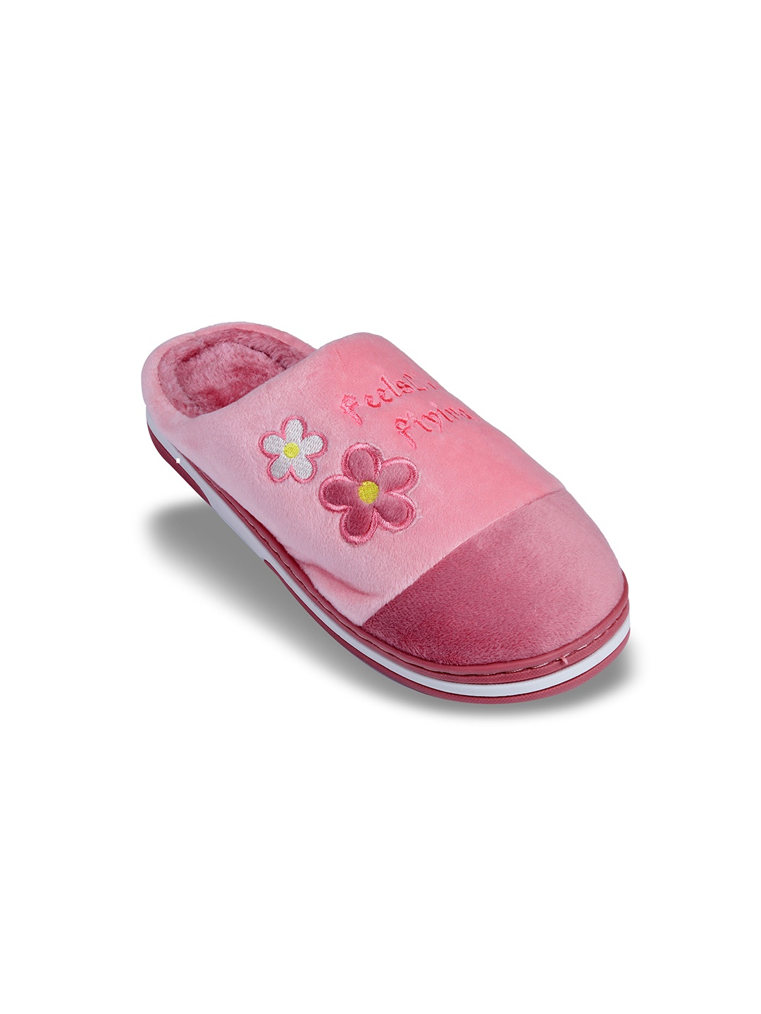 

CASSIEY Men Peach-Coloured & White Printed Room Slippers