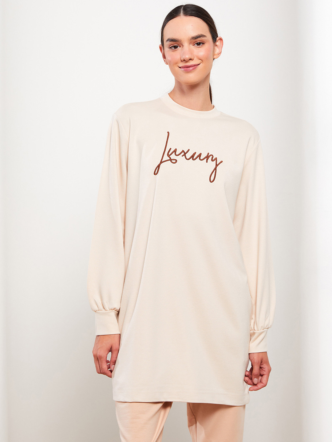 

LC Waikiki Women Embroidered Sweatshirt, Beige