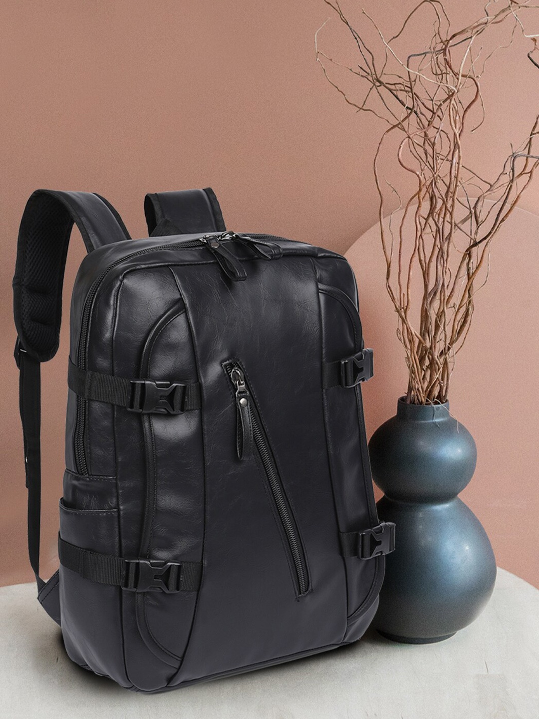 

FUR JADEN Unisex Black Solid Backpack