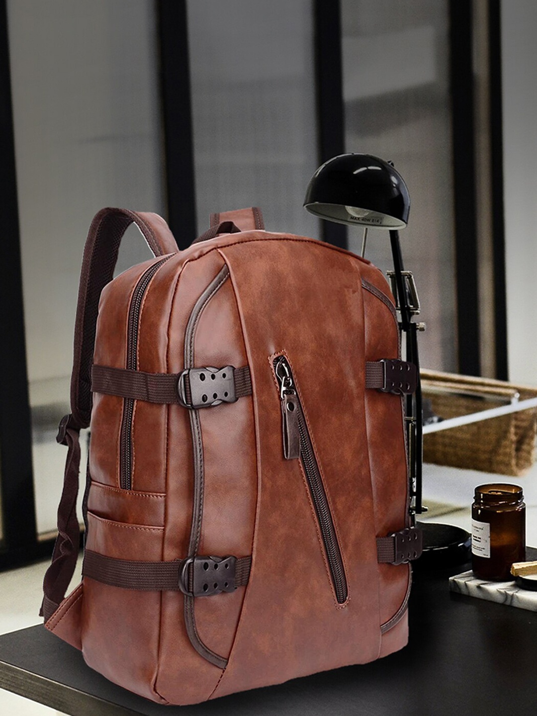 

FUR JADEN Unisex Brown & Black Solid Backpack