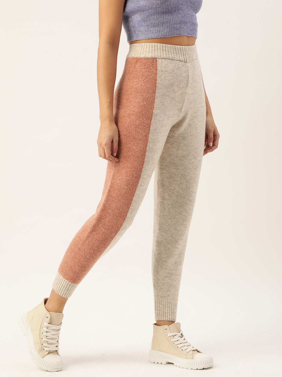 

LC Waikiki Women Colourblocked Winter Joggers, Grey melange