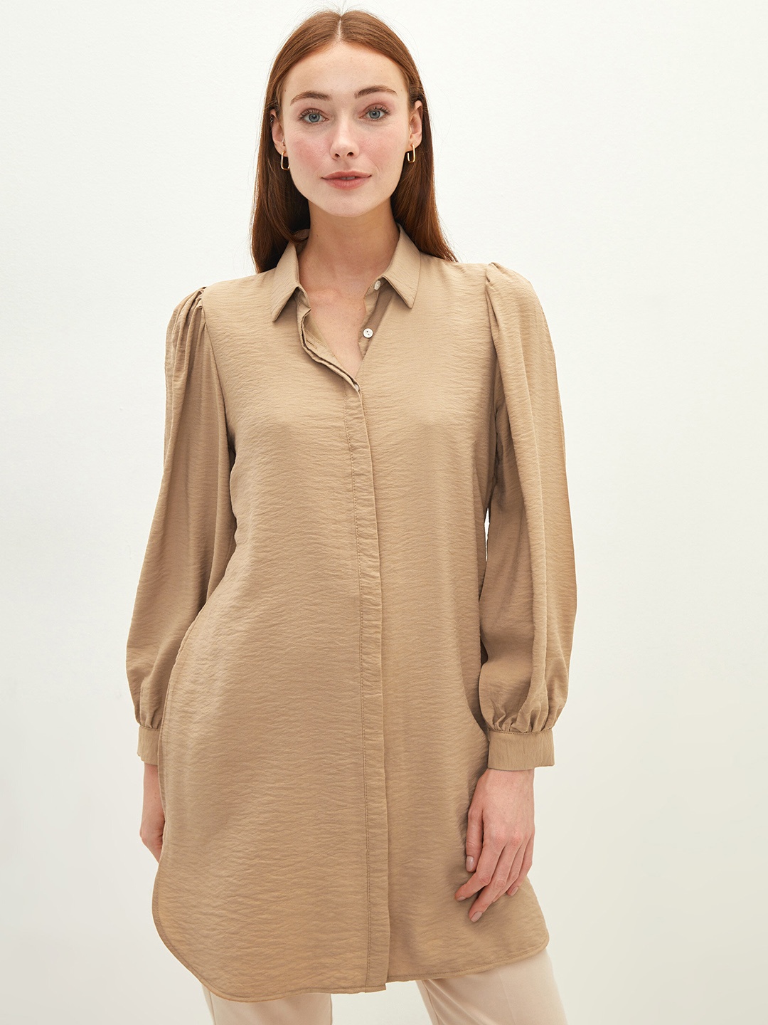 

LC Waikiki Women Beige Longline Casual Shirt