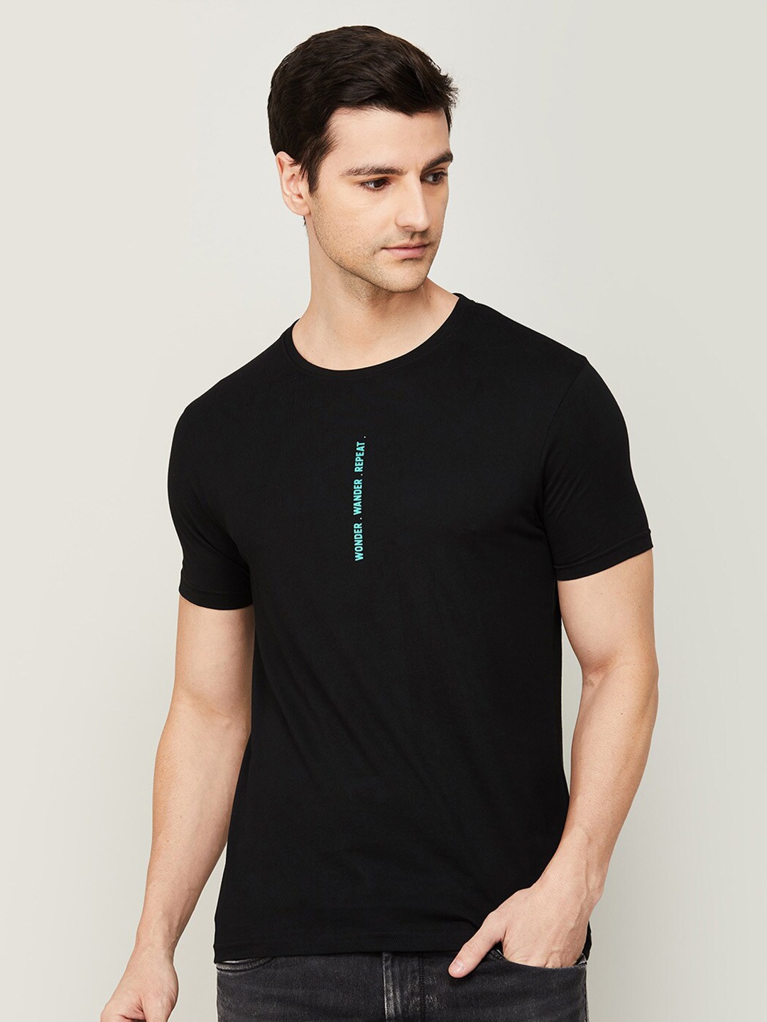 

Fame Forever by Lifestyle Men Black Slim Fit Cotton T-shirt